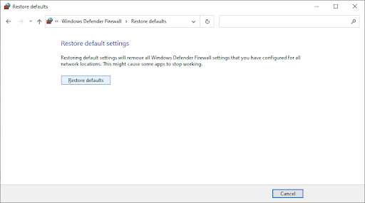 Fix WiFi doesn't have a valid IP configuration by resetting the firewall step 3 
